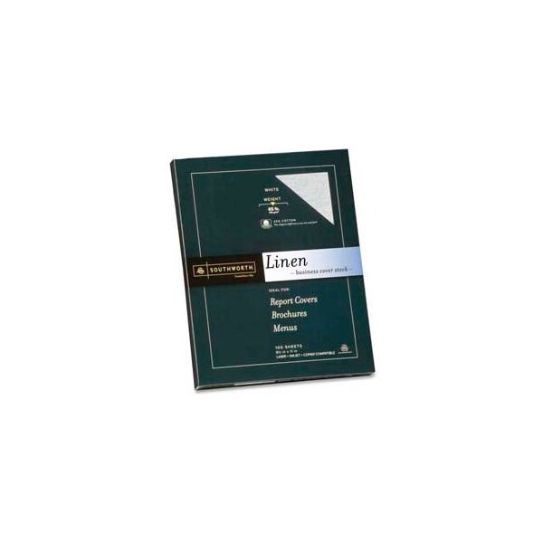 Southworth Company Southworth Linen Cover Stock Paper, 8-1/2 x 11, 65 lb, Linen, White, 100 Sheets/Pack Z550CK - main